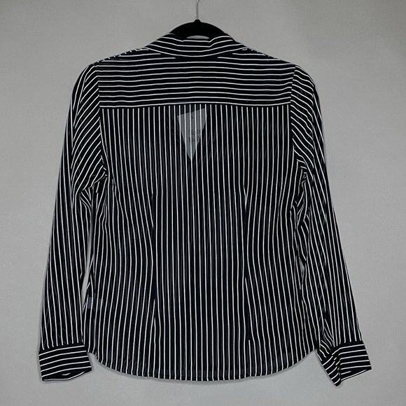 NWT Style & Co Black/White Stripes Sheer Blouse‎ Size 4P - Picture 3 of 11